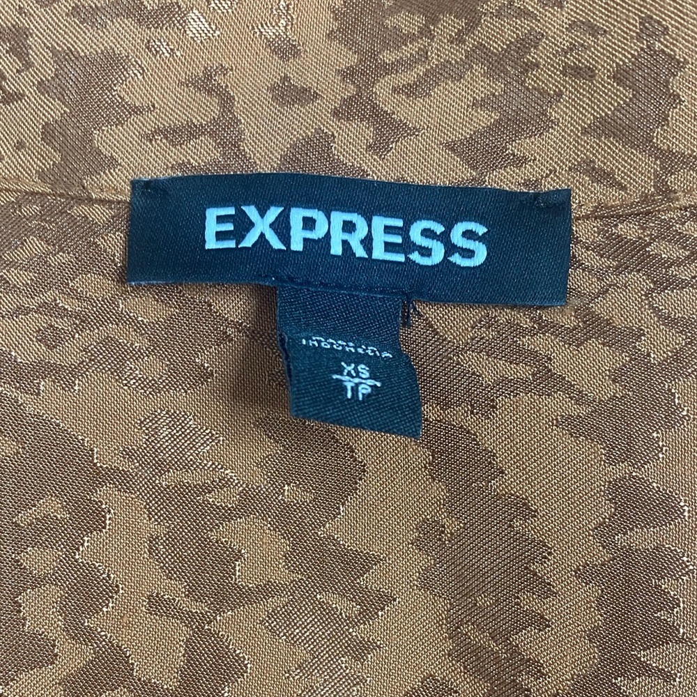 Express Brown Button Down Shirt with Bow - Picture 6 of 8